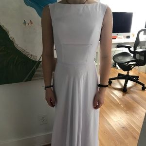 A-Line Bridesmaid/Wedding Dress Jewel Neck Chiffon White